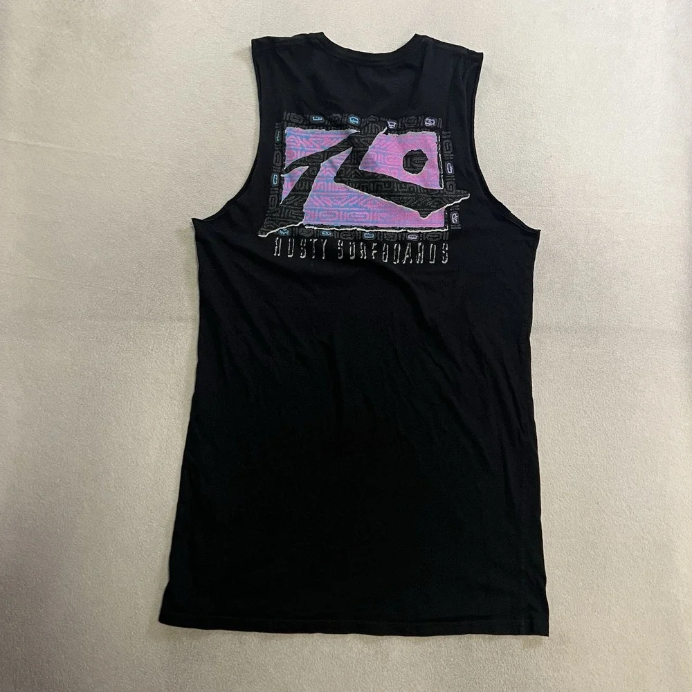 Rusty Tank Top Shirt Mens Size Medium Long Oversized Black Surf Beach Sleeveless